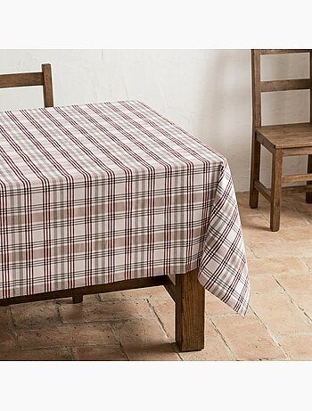 Nappe antitache motif tartan, toucher et tombé naturels - Gamusi.