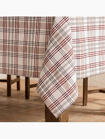 Nappe antitache motif tartan, toucher et tombé naturels - Gamusi.