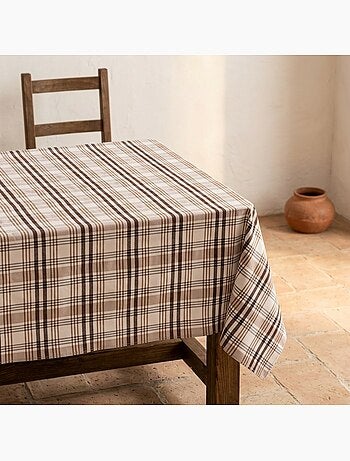 Nappe antitache motif tartan, toucher et tombé naturels - Gamusi.