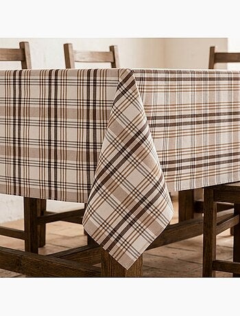 Nappe antitache motif tartan, toucher et tombé naturels - Gamusi.