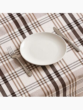 Nappe antitache motif tartan, toucher et tombé naturels - Gamusi.