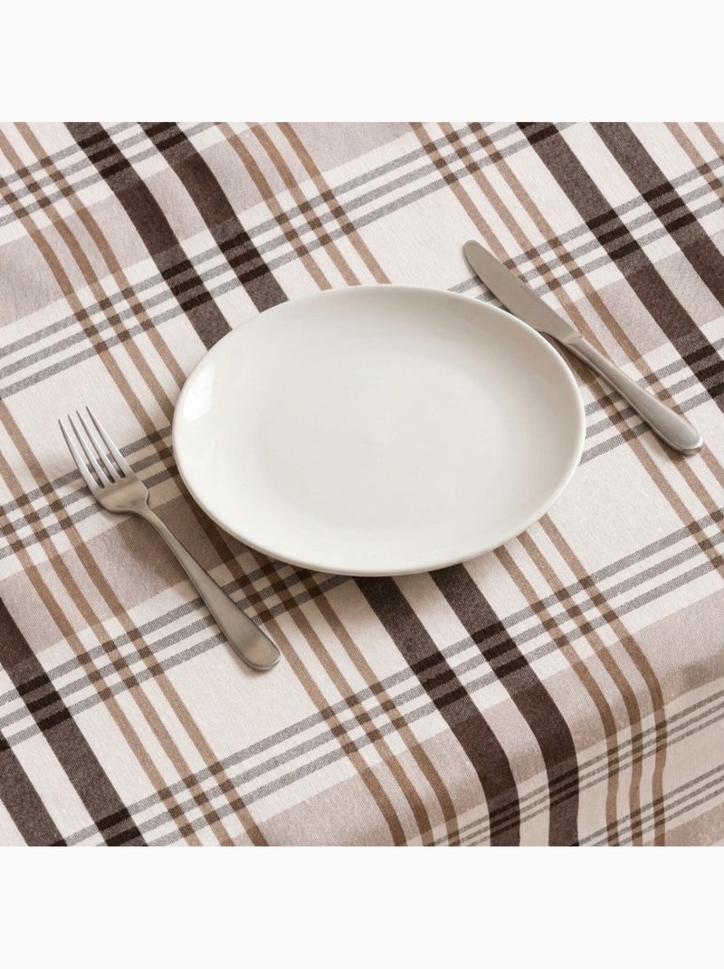 Nappe antitache motif tartan, toucher et tombé naturels - Gamusi. Marron chocolat - Kiabi