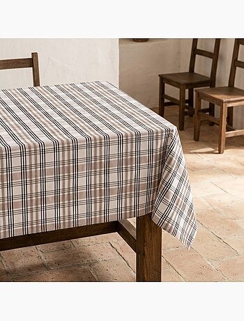 Nappe antitache motif tartan, toucher et tombé naturels - Gamusi.