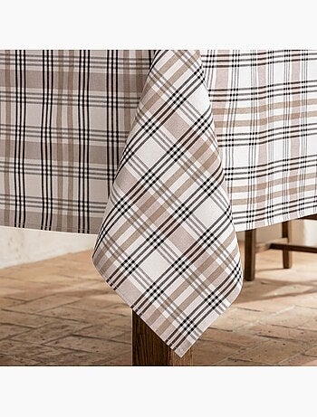 Nappe antitache motif tartan, toucher et tombé naturels - Gamusi.