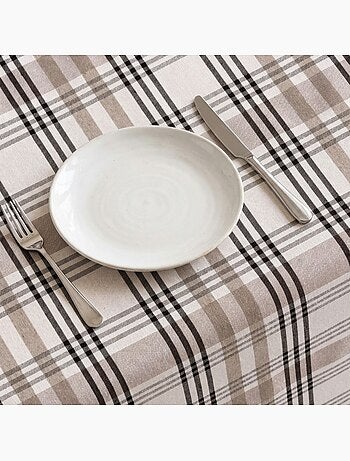Nappe antitache motif tartan, toucher et tombé naturels - Gamusi.