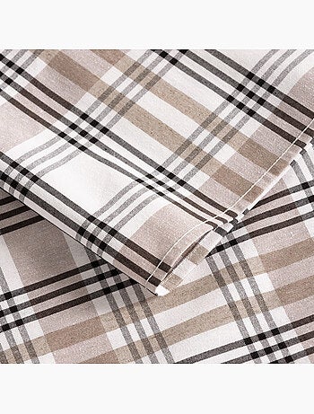 Nappe antitache motif tartan, toucher et tombé naturels - Gamusi.