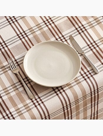 Nappe antitache motif tartan, toucher et tombé naturels - Gamusi.