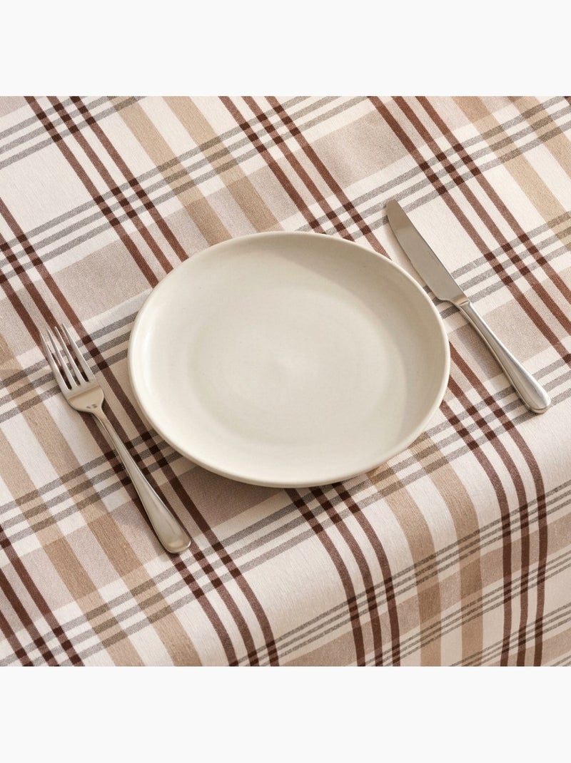 Nappe antitache motif tartan, toucher et tombé naturels - Gamusi. Sable - Kiabi