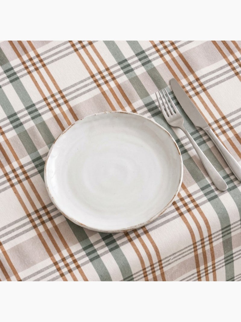 Nappe antitache motif tartan, toucher et tombé naturels - Gamusi. Vert d'eau - Kiabi