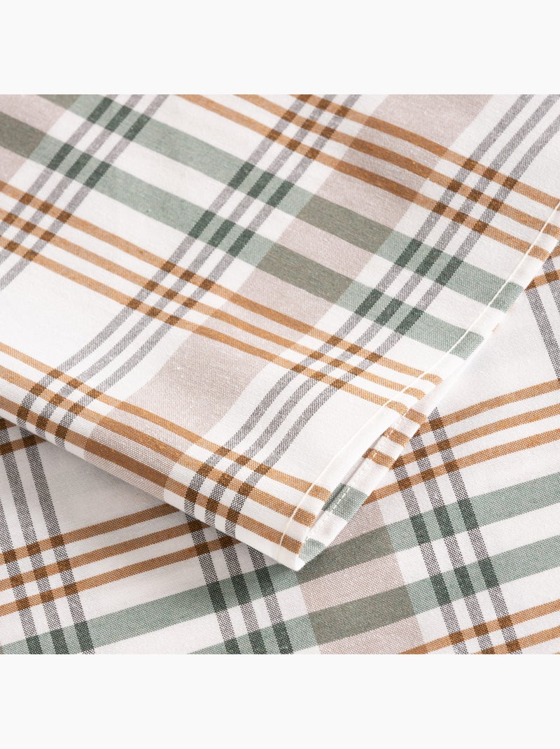 Nappe antitache motif tartan, toucher et tombé naturels - Gamusi. Vert d'eau - Kiabi