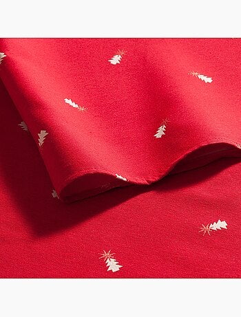 Nappe de noël avec fil lurex et sapins brodés en relief - gamusi.