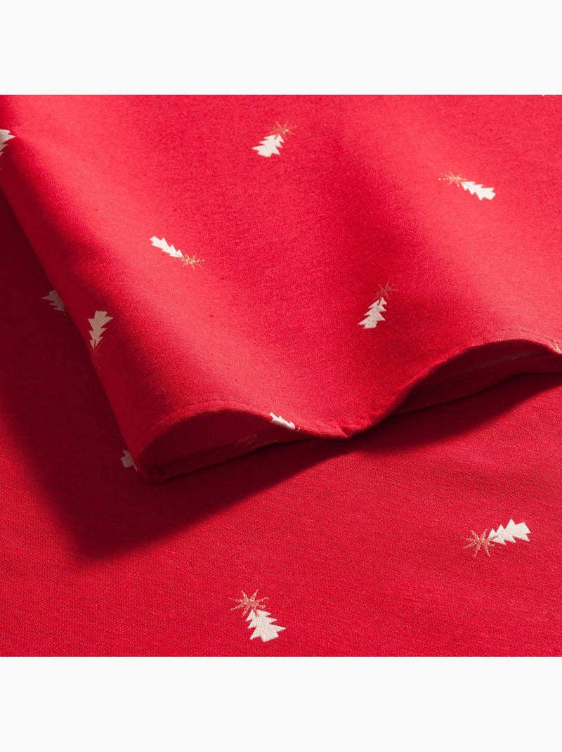 Nappe de noël avec fil lurex et sapins brodés en relief - gamusi. Rouge - Kiabi
