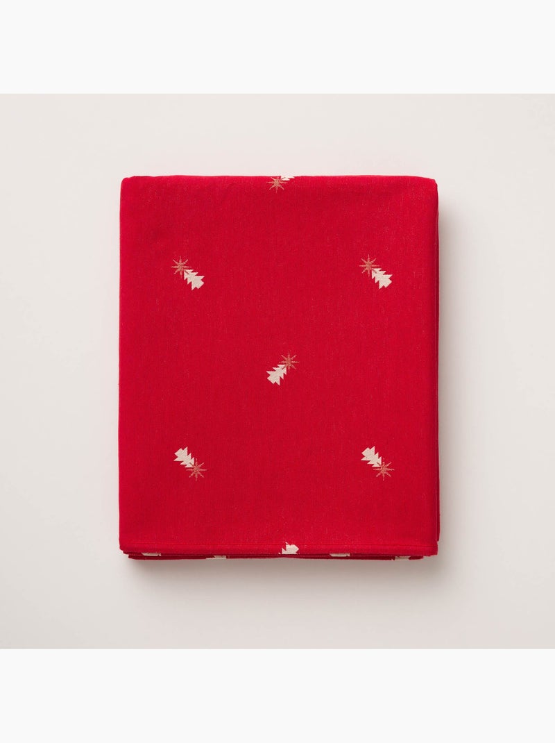 Nappe de noël avec fil lurex et sapins brodés en relief - gamusi. Rouge - Kiabi