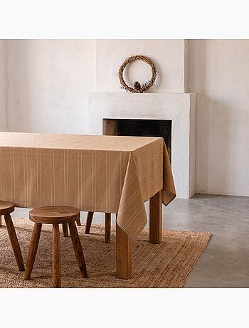 Nappe de noël avec rayures en fil lurex en relief - gamusi.