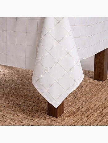 Nappe de noël en coton à carreaux avec fil lurex en relief - gamusi.