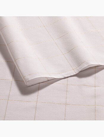 Nappe de noël en coton à carreaux avec fil lurex en relief - gamusi.