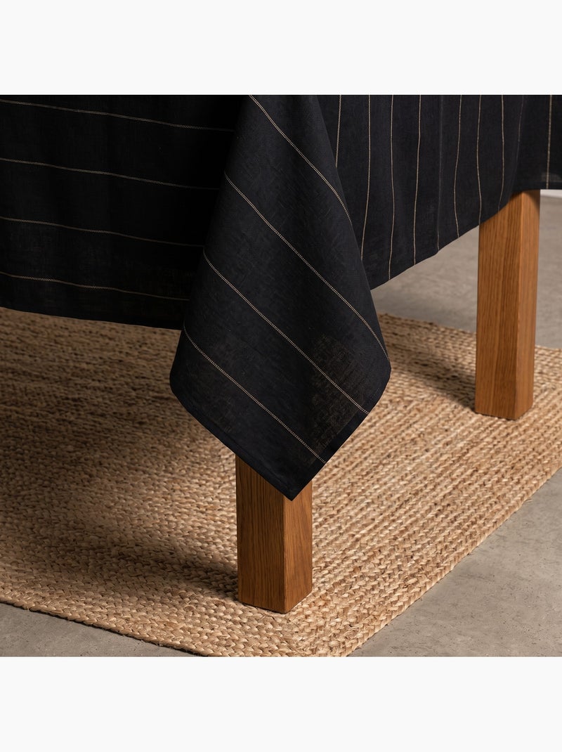Nappe de noël en coton à rayures avec fil lurex en relief - gamusi. Noir - Kiabi