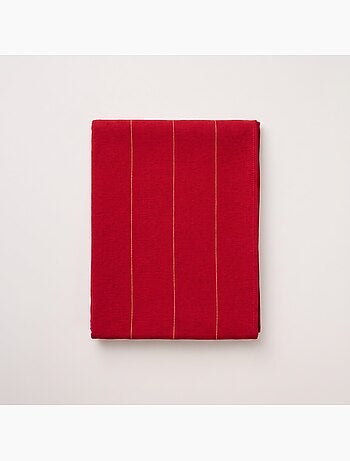 Nappe de noël en coton à rayures avec fil lurex en relief - gamusi.