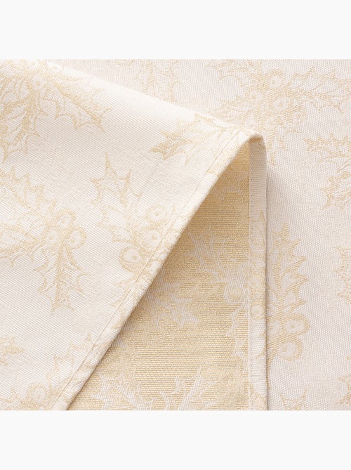 Nappe de noël en coton, branches de houx dorées en relief - gamusi - Kiabi