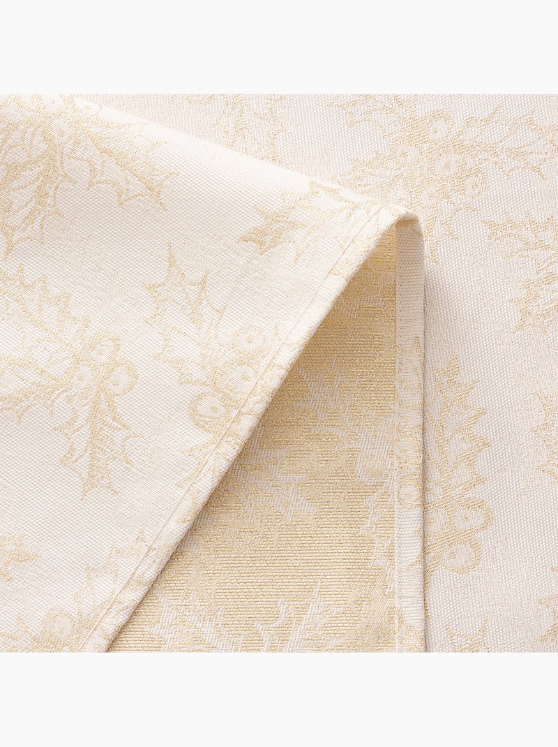 Nappe de noël en coton, branches de houx dorées en relief - gamusi Ecru - Kiabi