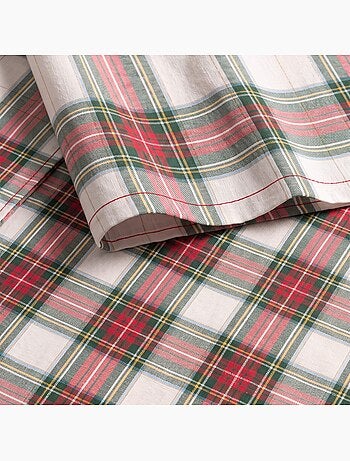 Nappe de noël en coton, fil doré en relief, carreaux tartan - gamusi