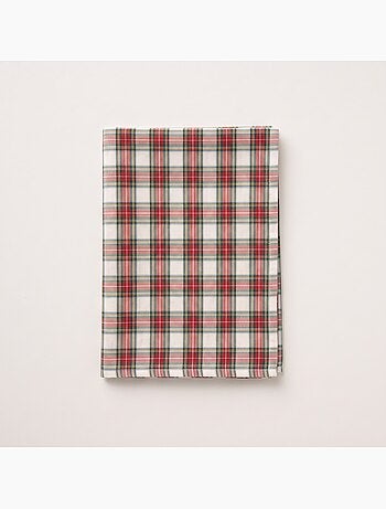 Nappe de noël en coton, fil doré en relief, carreaux tartan - gamusi