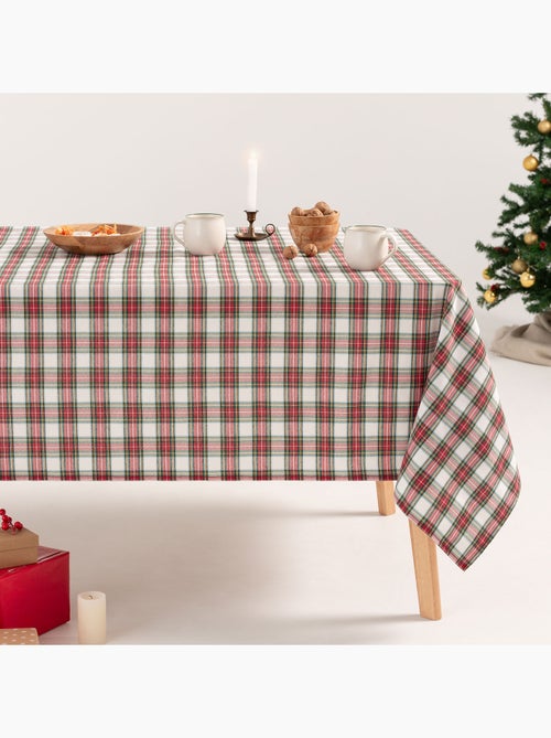 Nappe de noël en coton, fil doré en relief, carreaux tartan - gamusi - Kiabi