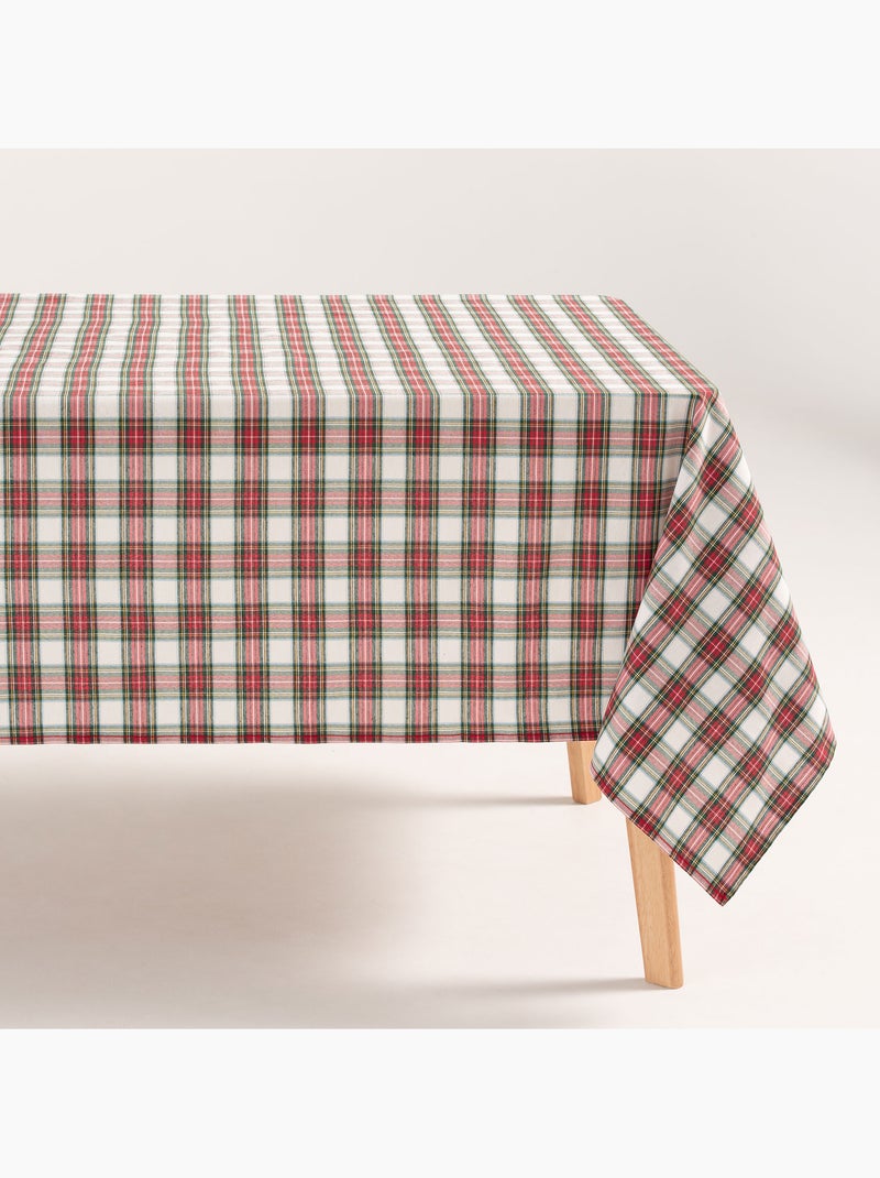 Nappe de noël en coton, fil doré en relief, carreaux tartan - gamusi Blanc - Kiabi