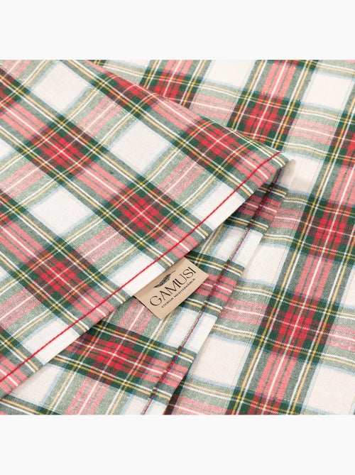 Nappe de noël en coton, fil doré en relief, carreaux tartan - gamusi - Kiabi