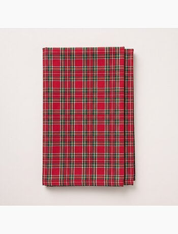 Nappe de noël en coton, fil doré en relief, carreaux tartan - gamusi