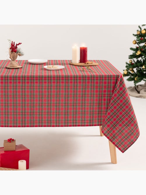 Nappe de noël en coton, fil doré en relief, carreaux tartan - gamusi - Kiabi