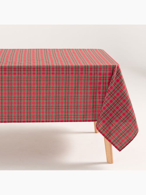 Nappe de noël en coton, fil doré en relief, carreaux tartan - gamusi - Kiabi