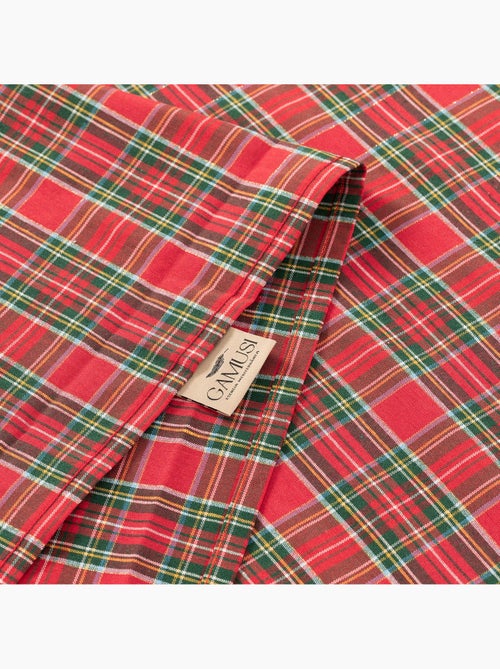 Nappe de noël en coton, fil doré en relief, carreaux tartan - gamusi - Kiabi