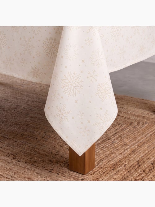 Nappe de noël en coton, flocons de neige dorés en relief - gamusi - Kiabi