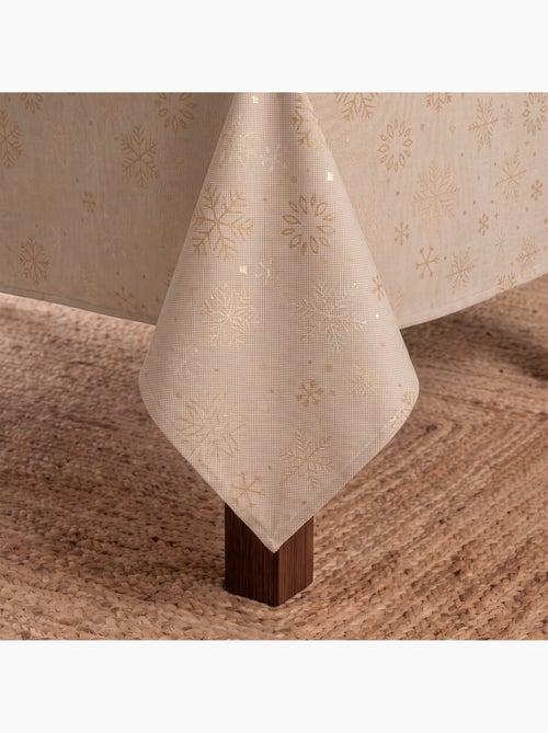 Nappe de noël en coton, flocons de neige dorés en relief - gamusi - Kiabi