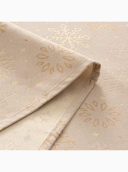 Nappe de noël en coton, flocons de neige dorés en relief - gamusi - Kiabi