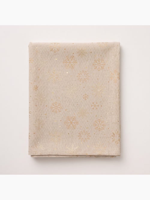 Nappe de noël en coton, flocons de neige dorés en relief - gamusi - Kiabi