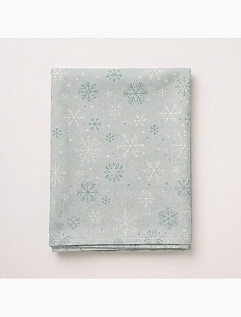 Nappe de noël en coton, flocons de neige dorés en relief - gamusi