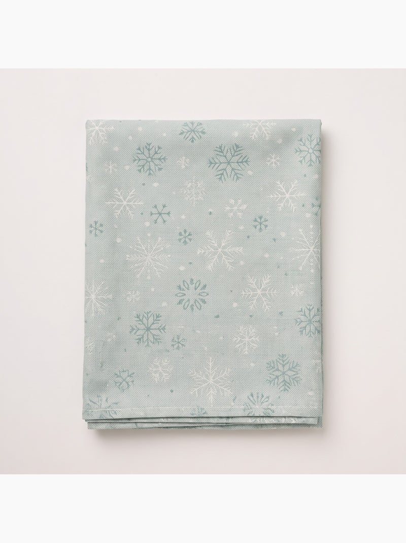 Nappe de noël en coton, flocons de neige dorés en relief - gamusi Bleu Argenté - Kiabi