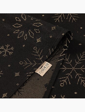 Nappe de noël en coton, flocons de neige dorés en relief - gamusi