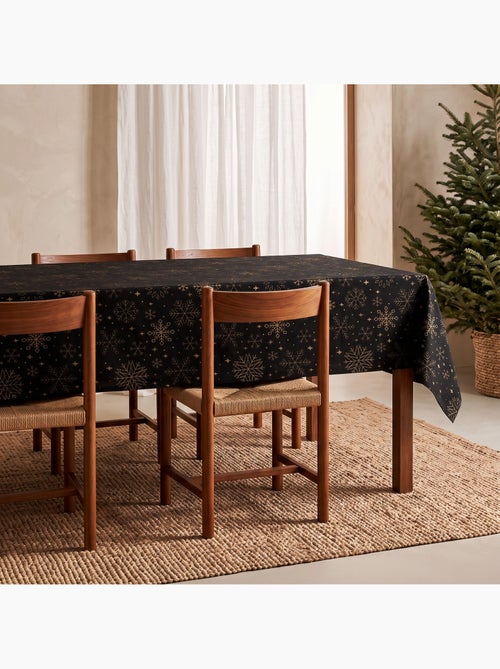 Nappe de noël en coton, flocons de neige dorés en relief - gamusi - Kiabi
