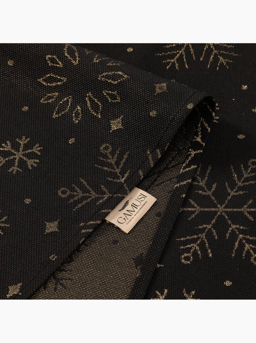Nappe de noël en coton, flocons de neige dorés en relief - gamusi - Kiabi