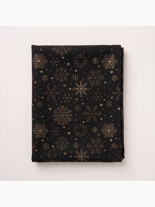Nappe de noël en coton, flocons de neige dorés en relief - gamusi - Kiabi