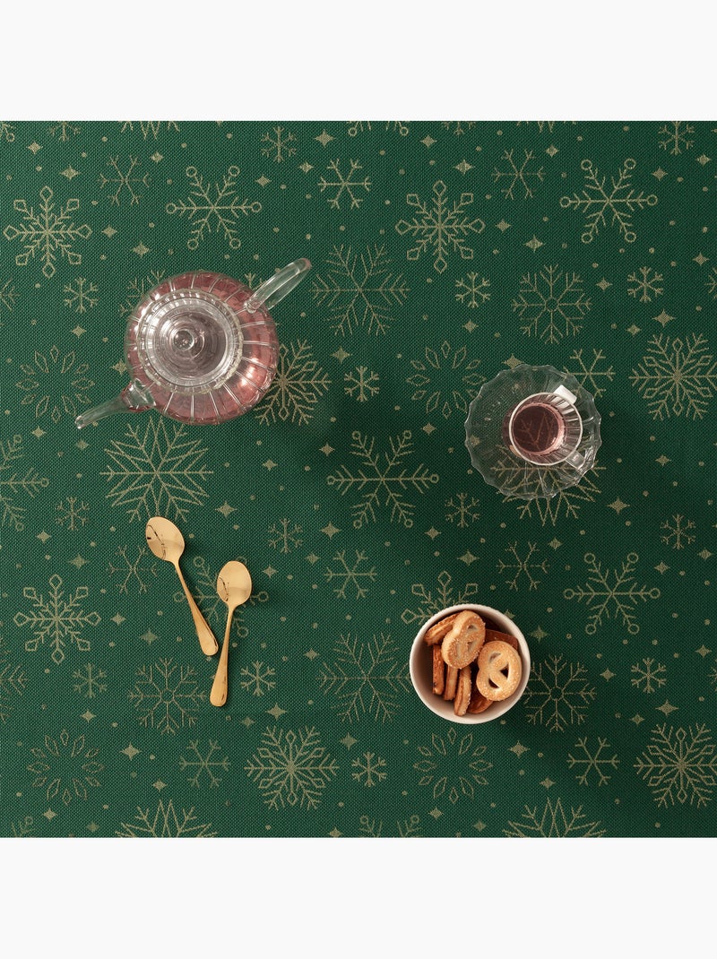 Nappe de noël en coton, flocons de neige dorés en relief - gamusi Vert - Kiabi