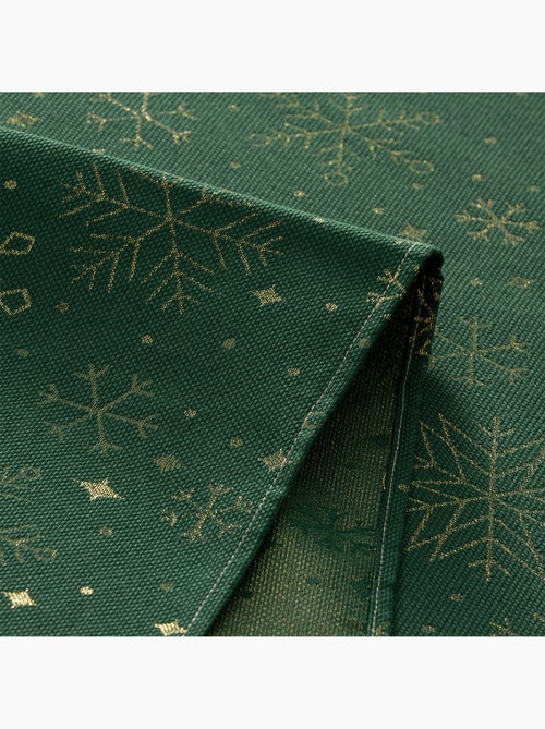 Nappe de noël en coton, flocons de neige dorés en relief - gamusi - Kiabi