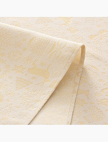 Nappe de noël en coton, motifs de noël dorés en relief - gamusi