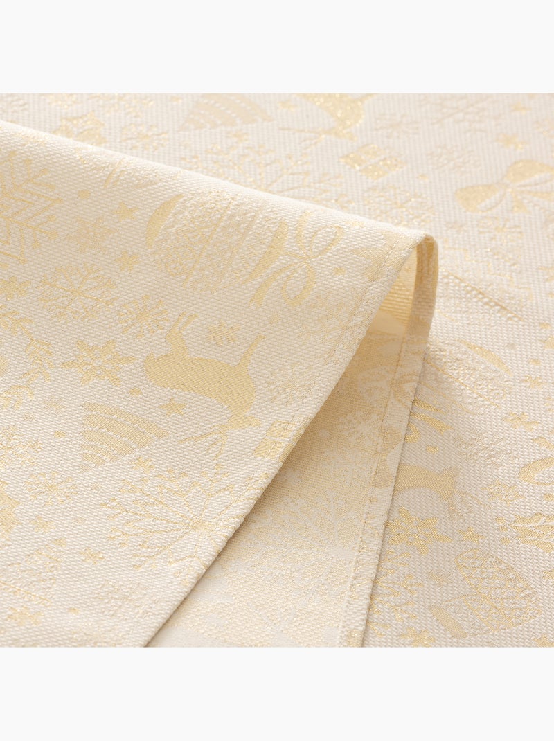 Nappe de noël en coton, motifs de noël dorés en relief - gamusi Ecru - Kiabi