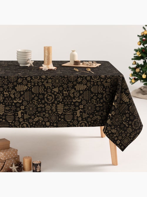 Nappe de noël en coton, motifs de noël dorés en relief - gamusi - Kiabi