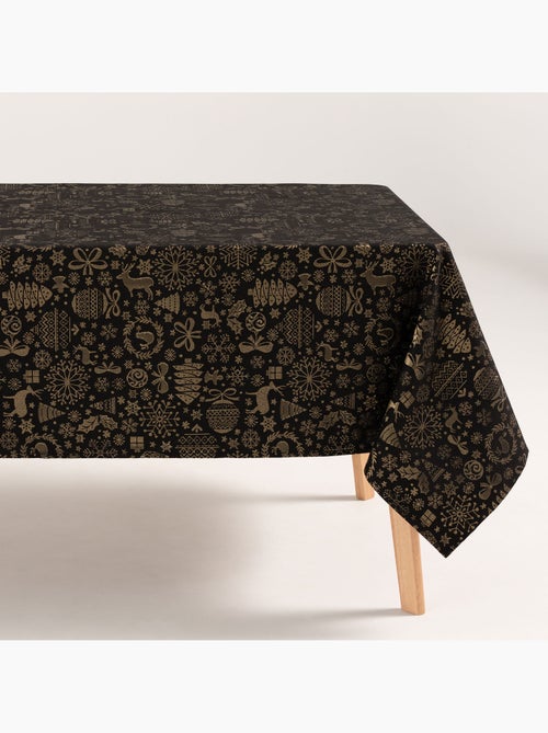 Nappe de noël en coton, motifs de noël dorés en relief - gamusi - Kiabi