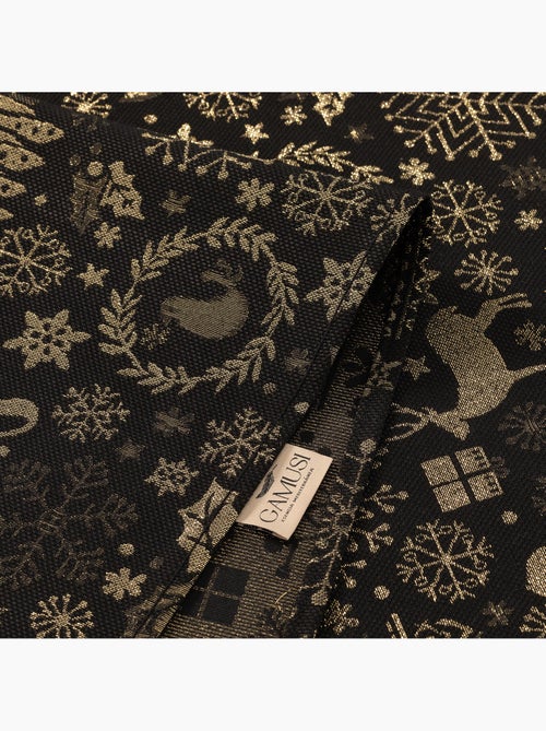 Nappe de noël en coton, motifs de noël dorés en relief - gamusi - Kiabi